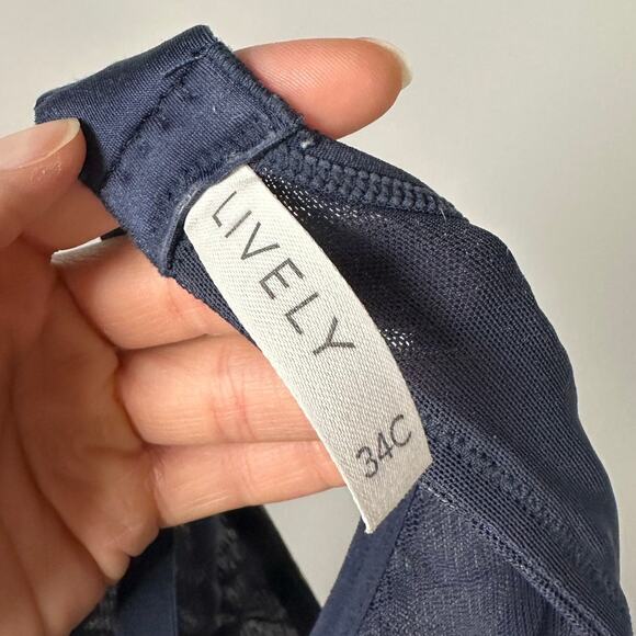 Lively Navy Blue & Orange Floral Underwire Bra Women's 34C - Picture 7 of 8